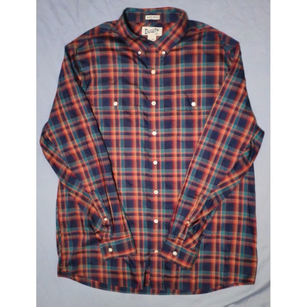 Duluth Shirt Mens XL Tall Standard Fit Multicolor Plaid Untucked Button Down